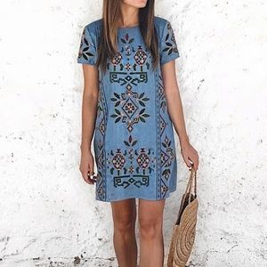 Embroidered denim Zara dress